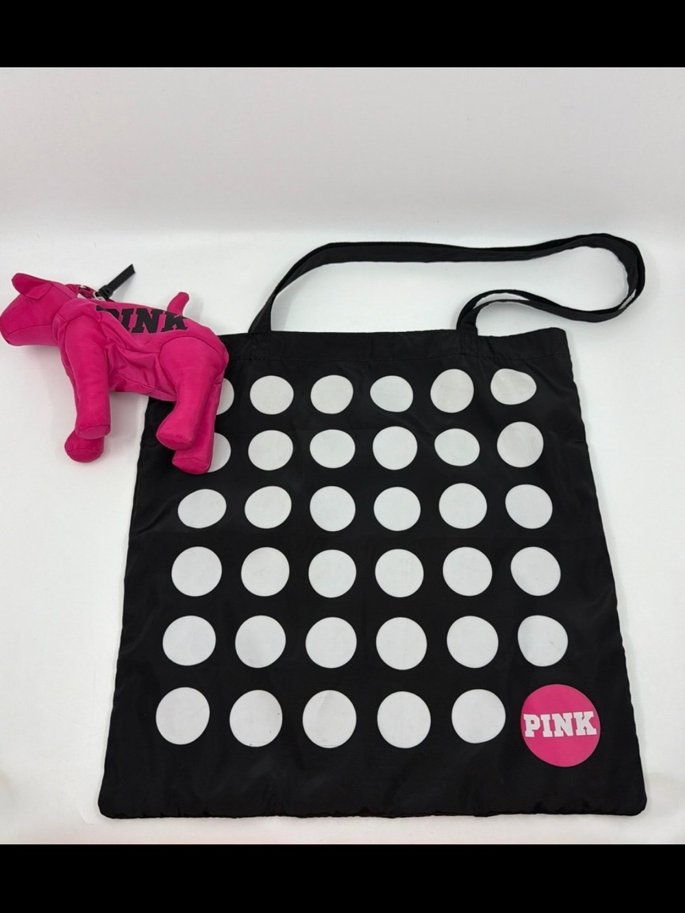VTG Y2K Victorias Secret PINK
Mini Dog & Packable Dot
Convertible Tote Bag